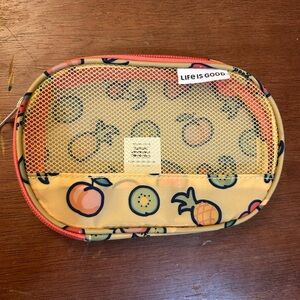Life Is Good Fruit Print Pouch - Yellow and Orange